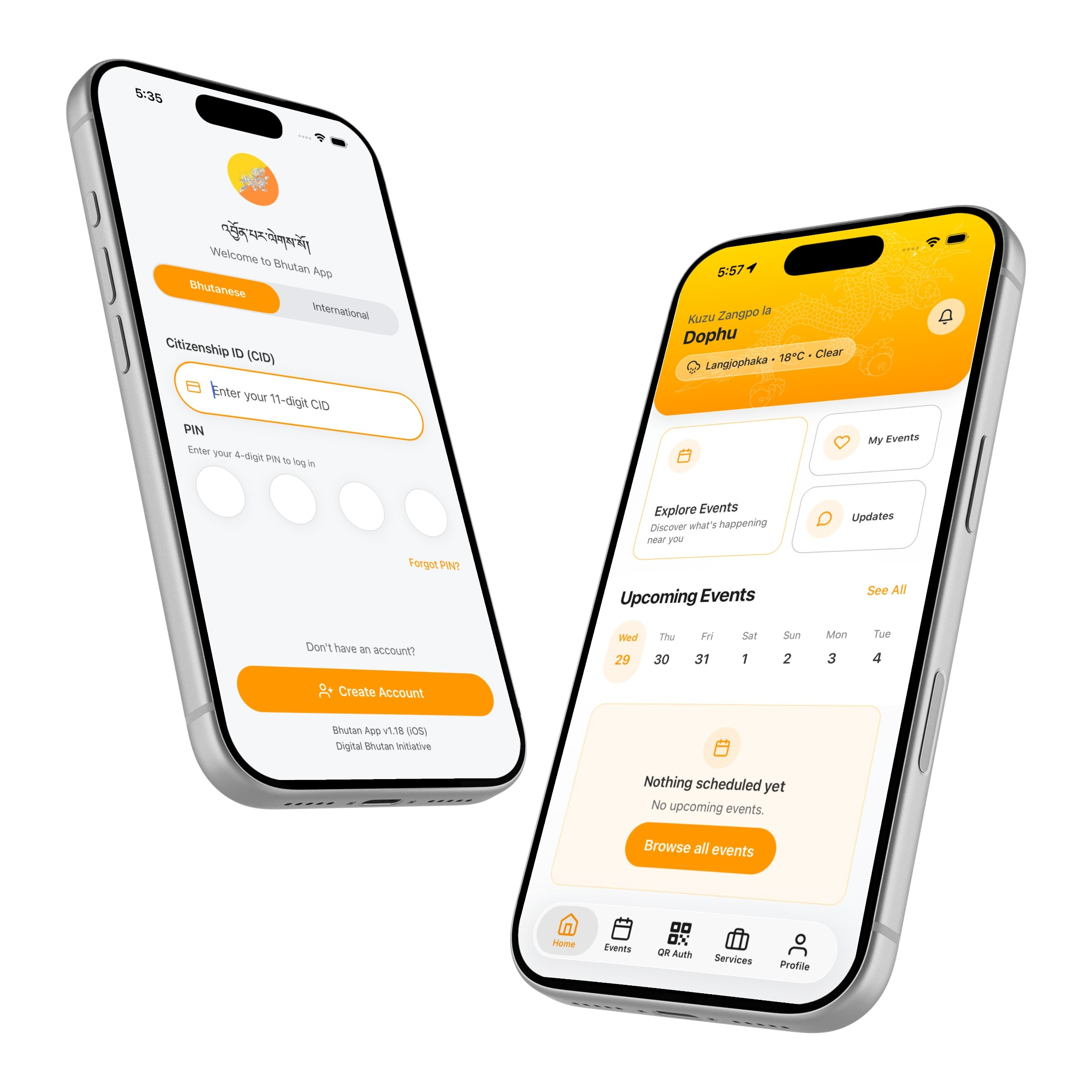 Bhutan App on a mobile phone